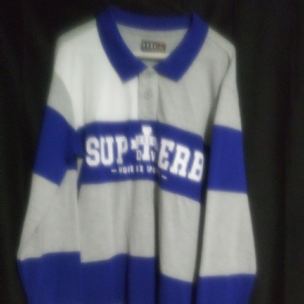Huge Exchange Polo long sleeve Royal blue, white &